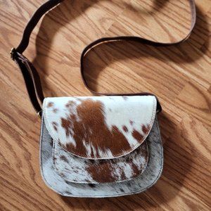 Genuine Handmade Cowhide Leather Flip Top Crossbody Bag